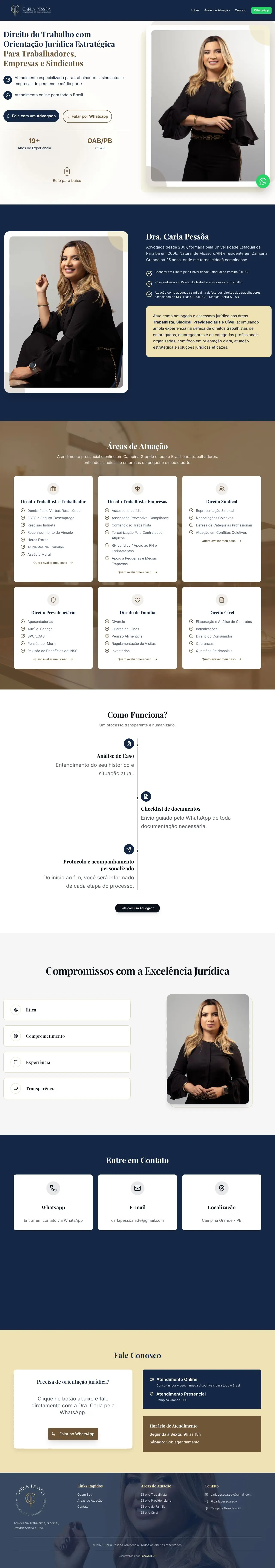 Site da advogada Carla Pessôa, desenvolvido pela Pensyn Tech
